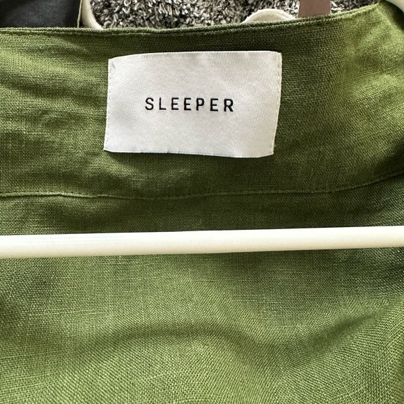 EUC Daily Sleeper Brigitte Button Down Midi Dress in Olive Green Linen Size M - Picture 2 of 3